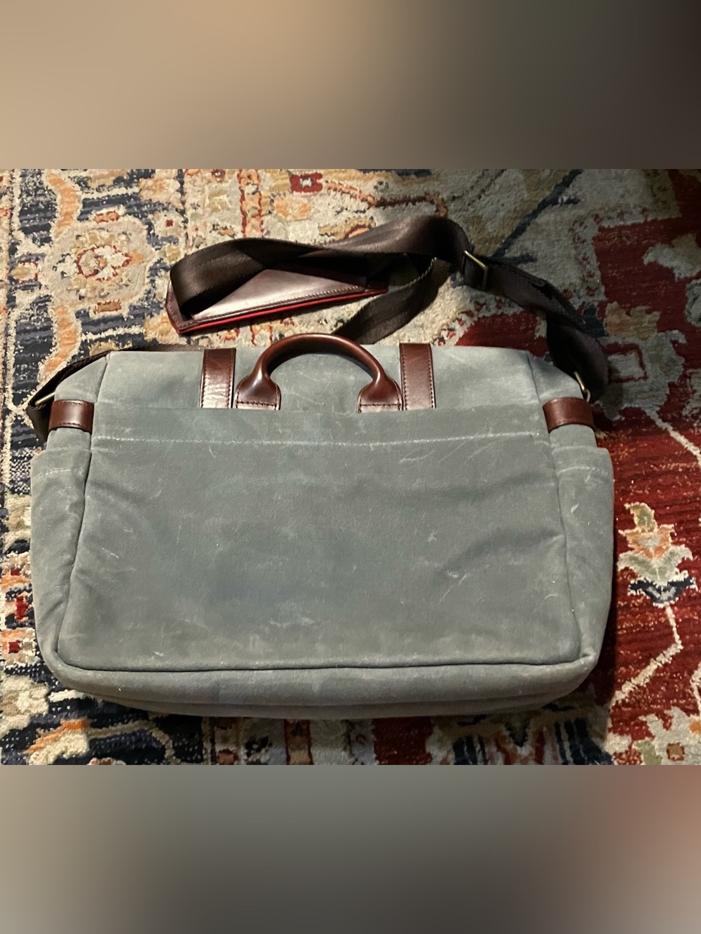 Ona Brixton Camera Bag Waxed Canvas Red Interior Rare - Picture 2 of 11